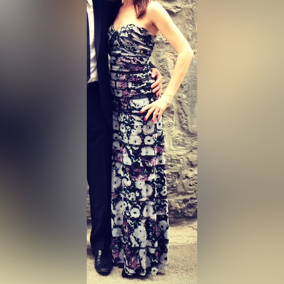 BCBG Floral strapless gown - Picture 2 of 5